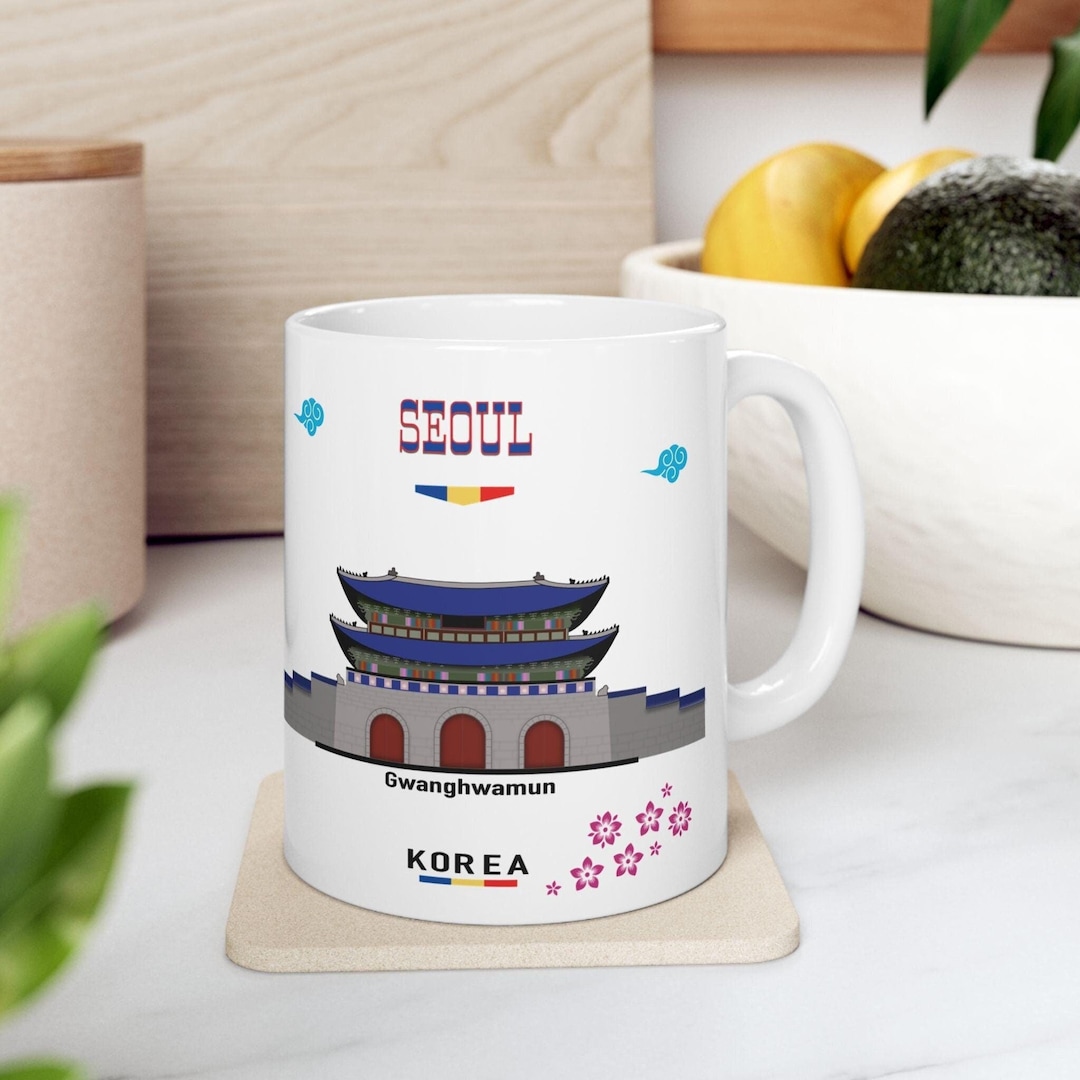 South Korea Mug, Seoul Gwanghwamun Mug, Korea Coffee Cup, Korean ...