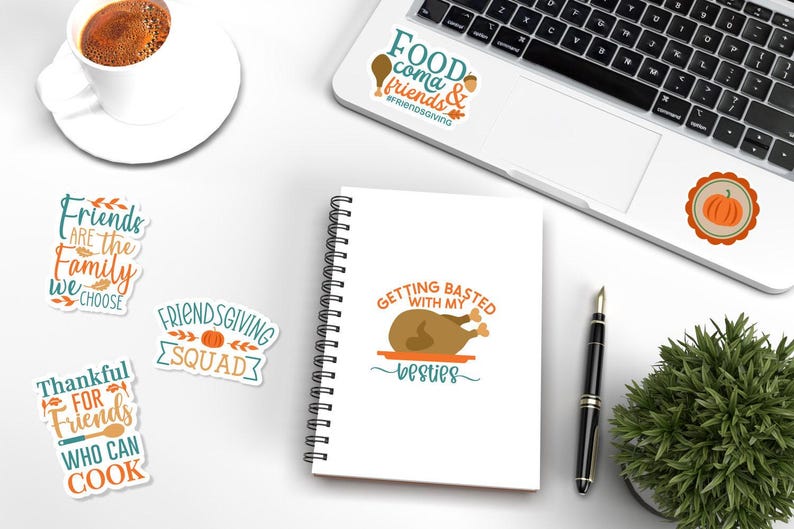 Friendsgiving PNG stickers, Thanksgiving digital sticker bundle image 2