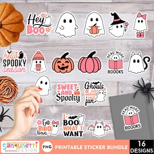 Pastel Halloween Ghost Sticker Bundle | Kawaii Clipart (PNG)