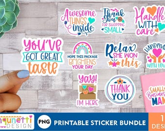 Small Business Sticker Bundle: Colorful Packaging Stickers (PNG)