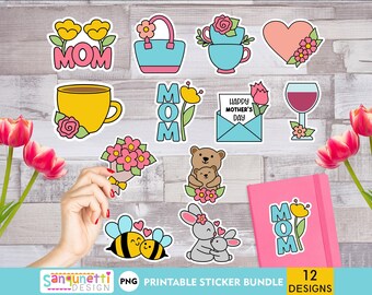 Cute Mother's Day PNG Stickers, Mom digital sticker bundle