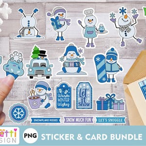 Winter snowman PNG stickers, snowman digital sticker bundle image 1