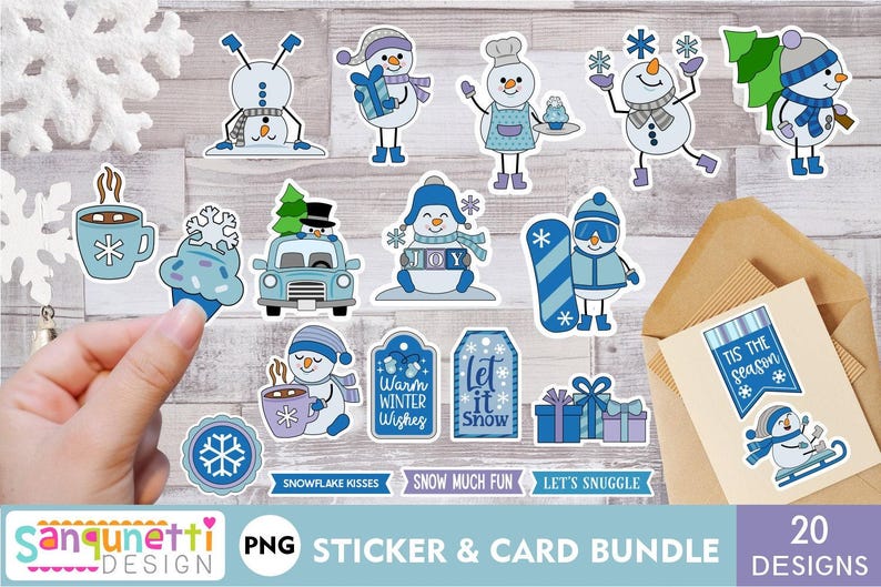 Winter snowman PNG stickers, snowman digital sticker bundle image 1