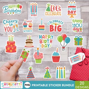 Adesivos de aniversário | Pacote de adesivos de aniversário