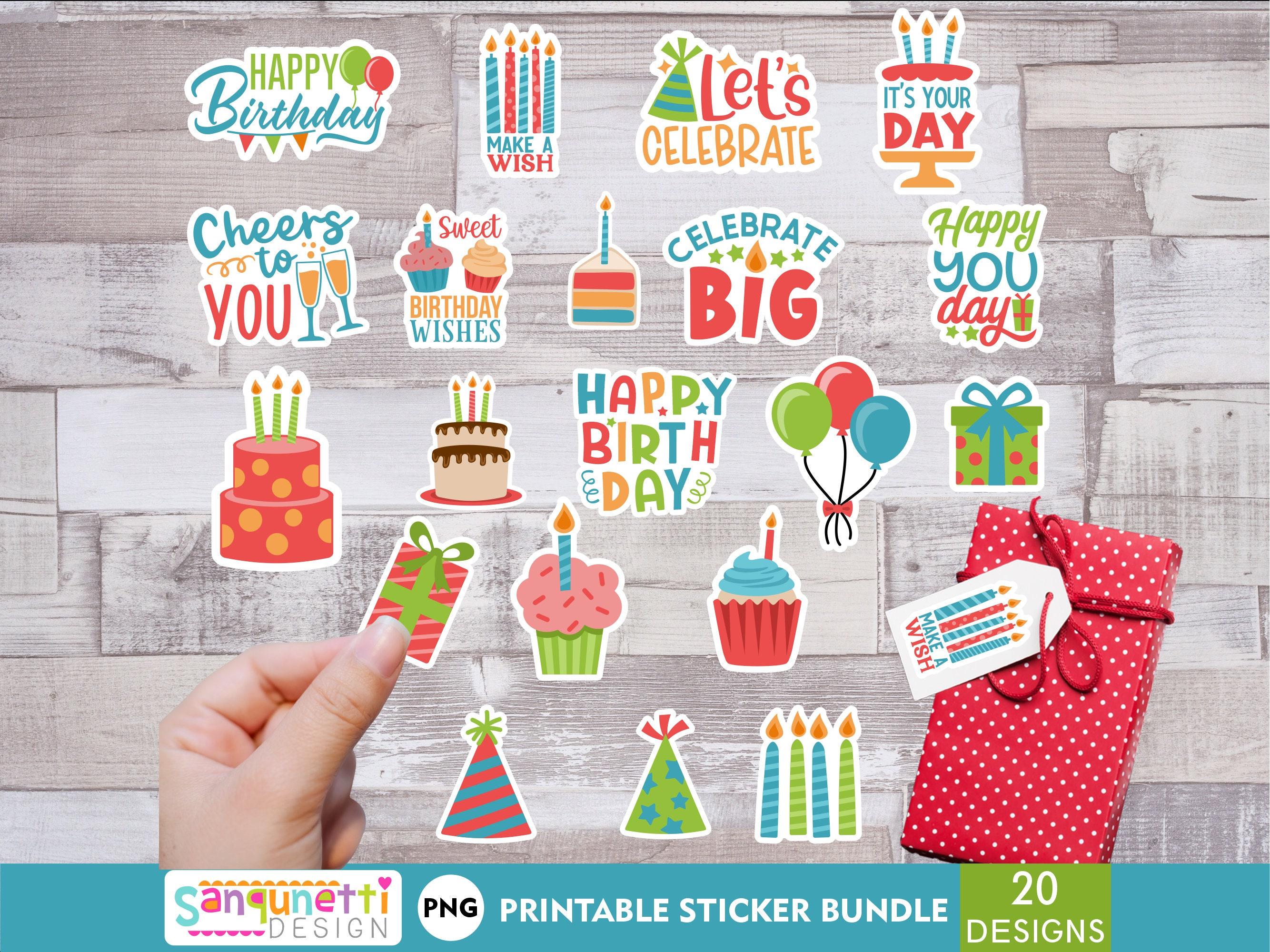 Simple Birthday Sticker Birthday Stickers | Birthday Sticker Bundle - Etsy