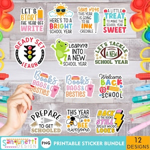 Niedliche und bunte Back to School Sticker Bundle-Instant Download PNG-Dateien