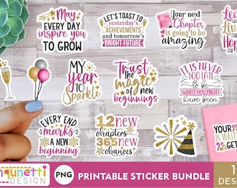 New Year's Inspirational PNG digital Sticker Bundle