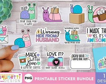 Snail Mail Stickers: Packaging PNG Sticker Bundle (Digital)