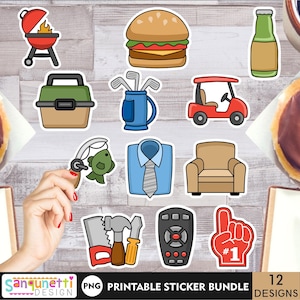Niedliche Vatertags-PNG-Aufkleber, digitales Aufkleberpaket für Papa
