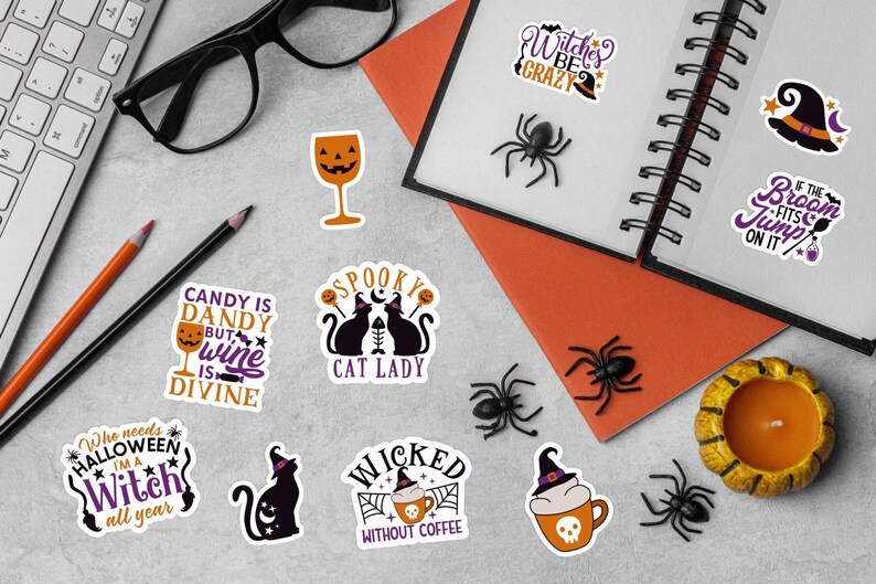 Funny Halloween PNG Sticker Bundle, Sarcastic Halloween digital stickers image 4