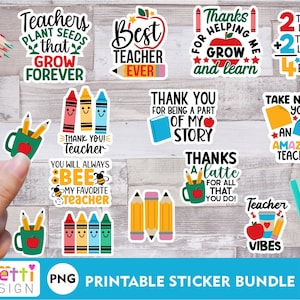 Teacher appreciation PNG stickers, Teacher digital sticker bundle