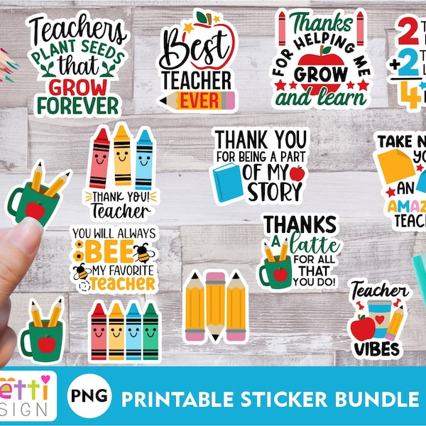 Teacher appreciation PNG stickers, Teacher digital sticker bundle