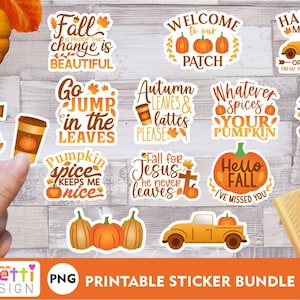 Fall PNG sticker bundle, Autumn digital stickers