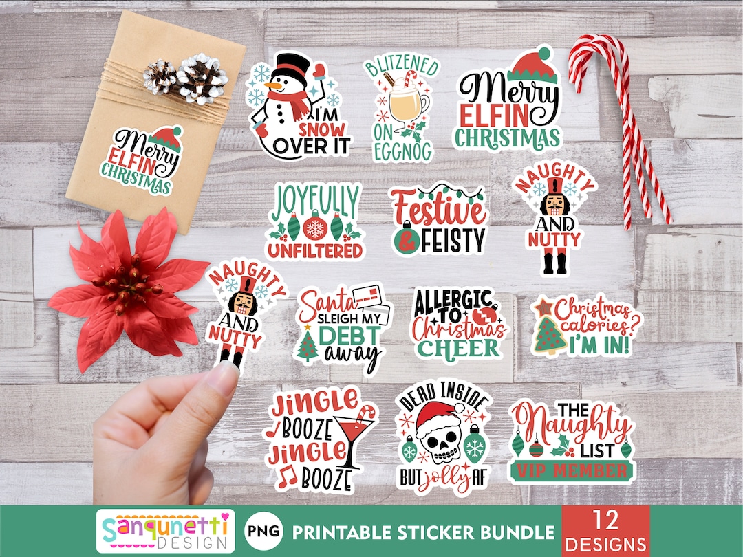 Funny Christmas Digital Stickers, Sarcastic Christmas PNG Stickers ...
