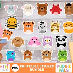 Pudgie Pals Animal PNG Bundle, Series 2, Cute Animal  digital stickers