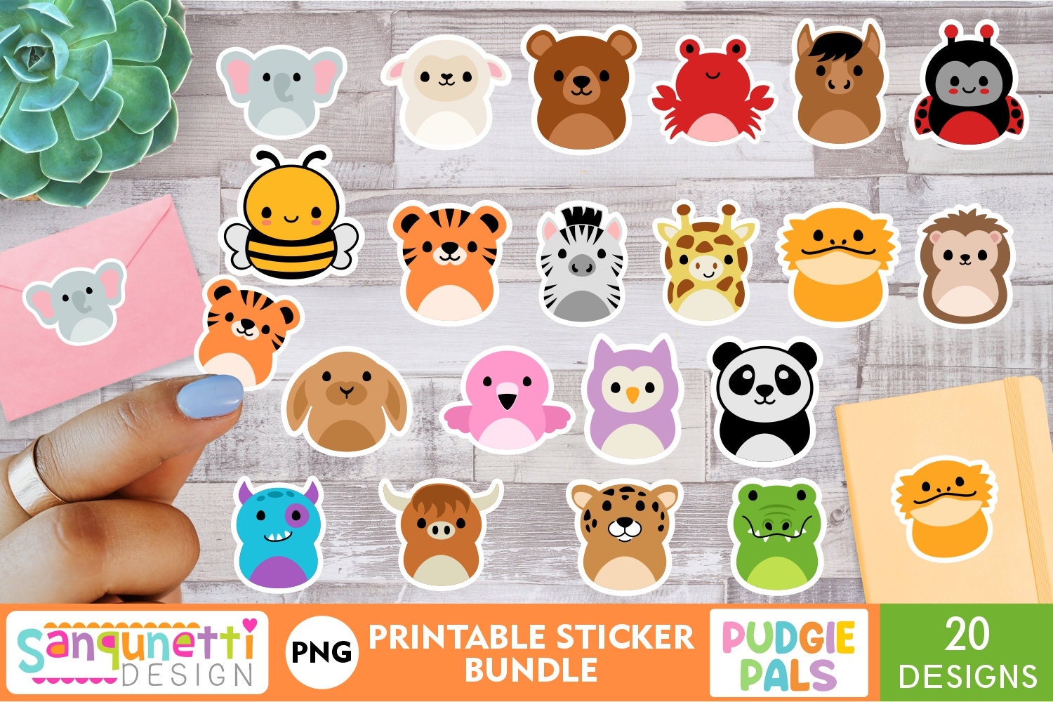 Cute Animals Sticker Bundle  Printable Stickers for Kids
