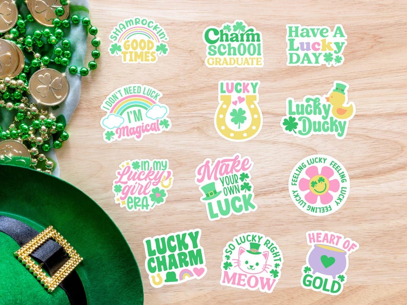 Retro St. Patrick's Day PNG Stickers | Lucky Charms Bundle (digital ...