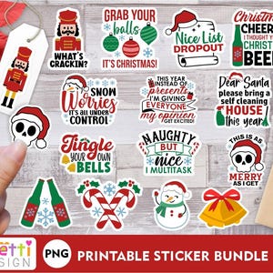 Lustige Weihnachten PNG Aufkleber, Weihnachten digitale Aufkleberpaket