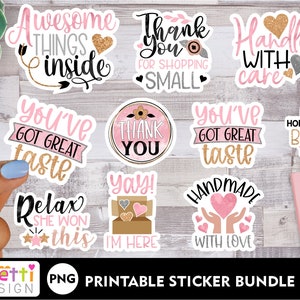 Small business and packaging PNG sticker bundle, business digital stickers