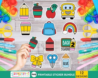 Cute school PNG Sticker Collection, Chunky back to school PNG stickers