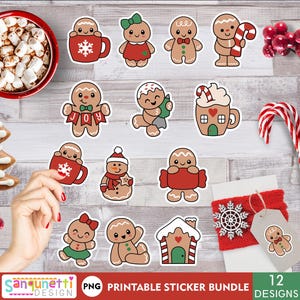 Lebkuchen Weihnachten Aufkleber Set | Niedliche Lebkuchen PNG Aufkleber