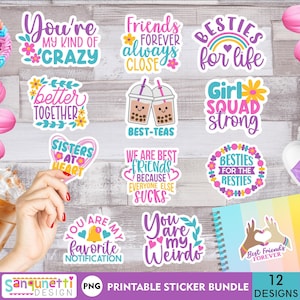 Besties und Freundschaft PNG Aufkleber, Beste Freunde digitale Aufkleberpaket