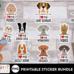 Ik hou van mijn hondenras PNG-stickerbundel V2