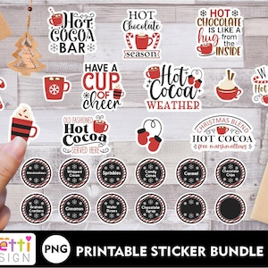 Hot Cocoa Bar lettering and labels PNG sticker bundle