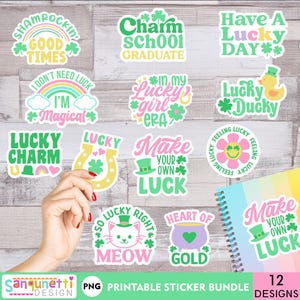 Niedliches St. Patrick's Day PNG Sticker Paket | Mädchen St. Patrick Aufkleber