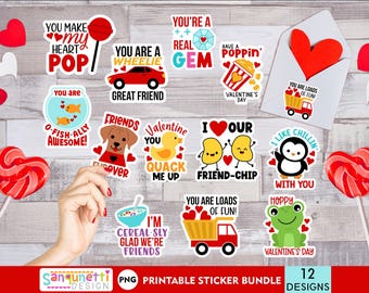 Adorable Kids Valentine PNG Stickers - Perfect for classroom valentines