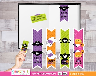 Halloween Magnetic Bookmarks: Print-then-Cut PNG (Digital Download)