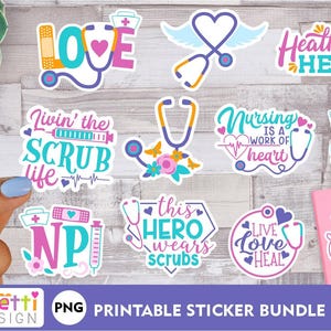 Bundel met png-stickers voor verpleegkunde en gezondheidszorg, digitale stickers voor verpleegkunde