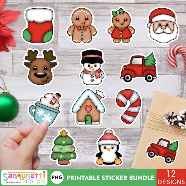 Chunky Christmas Stickers, Cute Christmas stickers