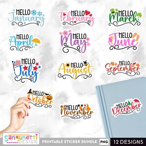 Month PNG Planner Stickers, Months of the Year Stickers - Etsy