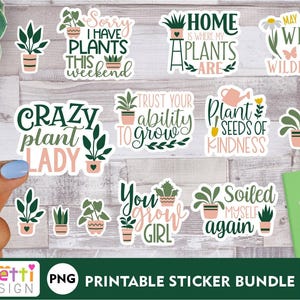 Pacote de adesivos PNG de plantas domésticas, adesivos digitais de plantas