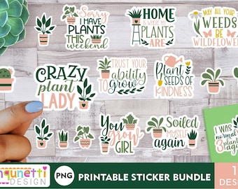 Paquete de pegatinas PNG de plantas de interior, pegatinas digitales de plantas