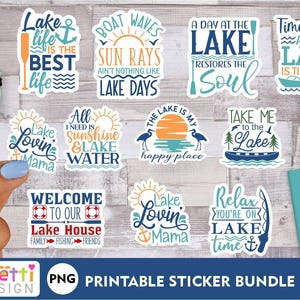 Lake Sticker PNG Bundle, Summer Lake digital stickers