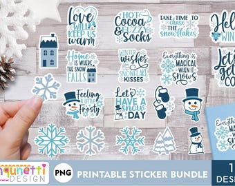 Winter Sticker PNG Bundle,  Winter digital stickers