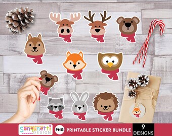 Christmas Woodland Animals PNG Sticker Bundle