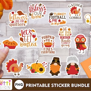 Thanksgiving lettering and graphics PNG digital sticker bundle