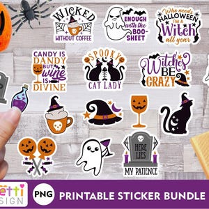 Funny Halloween PNG Sticker Bundle, Sarcastic Halloween digital stickers image 1
