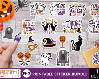 Funny Halloween PNG Sticker Bundle, Sarcastic Halloween digital stickers