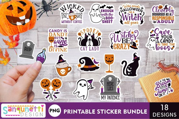 Funny Halloween PNG Sticker Bundle, Sarcastic Halloween digital stickers