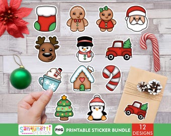 Chunky Christmas Stickers, Cute Christmas stickers