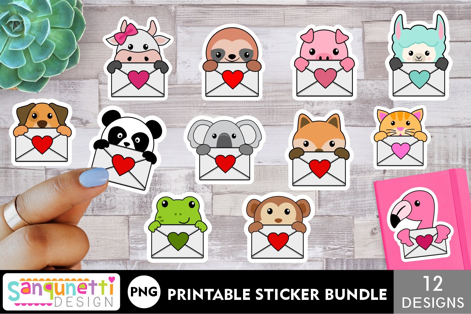 Cute Animal Mail PNG Sticker Bundle, Animal Digital Stickers - Etsy