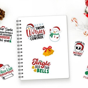 Grappige kerst-png-stickers, digitale kerststickerbundel afbeelding 3