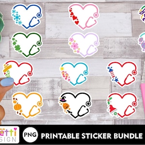 Stethoscope PNG stickers, Nursing digital printable stickers