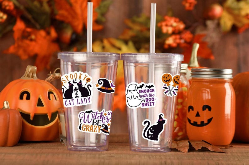 Funny Halloween PNG Sticker Bundle, Sarcastic Halloween digital stickers image 2