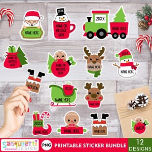 Niedliche Weihnachtsaufkleber Etiketten PNG, druckbare Weihnachtsgeschenkanhänger Aufkleber