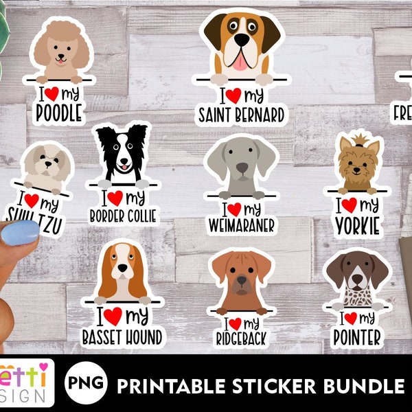 I love my dog breed PNG sticker bundle V2